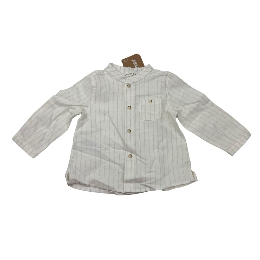 NWT Mayoral Neutral Striped Linen Shirt, 6-9m